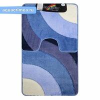 Коврик в ванную DELUXE 09 двойной ГОЛУБОЙ 60х100 + 50х60см, 100% полиэстер, ворс 17мм